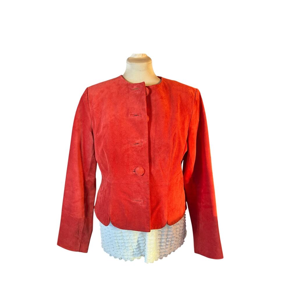 Vintage‑style Norm Thompson Rust Leather Jacket Fully Lined, Scalloped Hem sz L